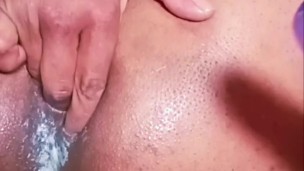 Solo creamy anal fucking wit dildo