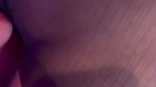 My lover caresses my pussy in pantyhose