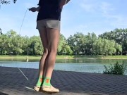 Girl jumping rope in nature 6/16