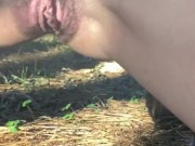 Desperate Outdoor Slut Lets Out A Long Loud Piss In The Middle Of The Forest 13/16