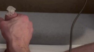 Huge cum in condom - dirty talk