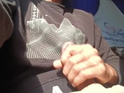 Hot Guy Stroking His Big Cock in a Crowded Bus While Trying Not to Get Caught 15/16