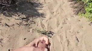 Nude beach jerking off big uncut cock