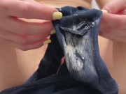 Dripping panties from 2 days of edging… so thick & sticky 😋 3/16