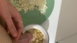 Gay Cum on food
