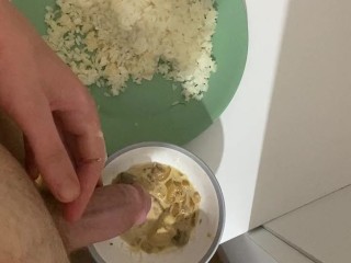 Gay Cum on food