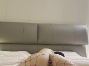 asian intense masturbation with butt plug and vibrator, fishnet stockings fantasy 16/16