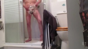 My body under the shower (8) with one testicle