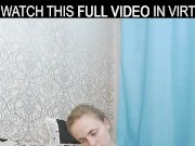 Solo stunning brunette Lassie is moans while playing with a vibrator in VR. 1/16