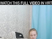 Solo stunning brunette Lassie is moans while playing with a vibrator in VR. 10/16