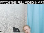 Solo stunning brunette Lassie is moans while playing with a vibrator in VR. 11/16