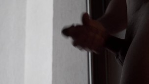 Quickly Jerking My Dick by the Glass Door