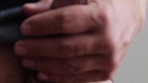 Asian guy trimming his pubic hair