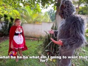 Little Red Riding Hood lost a fruit from her basket and is looking for it in the wolf's pants. 8/16