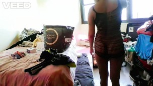 COSPLAY QUEEN FETISH MIDGET EBONY STRIPPER TRYING ON CLOTHING CASTING