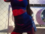 Night Monika Fox In Blue Near The Net