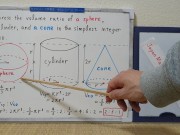 The volume ratio of a sphere, a cylinder, and a cone in the simplest integer ratio. [JapanMath] 11/16