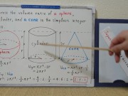 The volume ratio of a sphere, a cylinder, and a cone in the simplest integer ratio. [JapanMath] 14/16