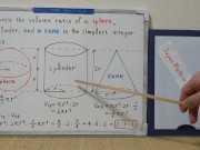 The volume ratio of a sphere, a cylinder, and a cone in the simplest integer ratio. [JapanMath]