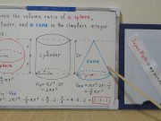 The volume ratio of a sphere, a cylinder, and a cone in the simplest integer ratio. [JapanMath] 16/16