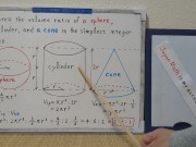 The volume ratio of a sphere, a cylinder, and a cone in the simplest integer ratio. [JapanMath] 3/16