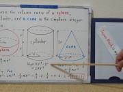 The volume ratio of a sphere, a cylinder, and a cone in the simplest integer ratio. [JapanMath] 4/16