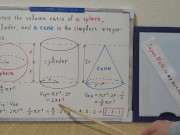 The volume ratio of a sphere, a cylinder, and a cone in the simplest integer ratio. [JapanMath] 7/16