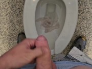 Public pissing then cumming right after 🤭 I heard some come in the bathroom but I still went for it 15/16