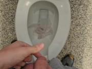 Public pissing then cumming right after 🤭 I heard some come in the bathroom but I still went for it 4/16