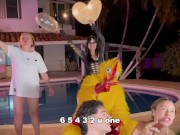 Frisby's chicken organizes fight between ALIX VLOGS and LARA ROSS to see who will fuck his fat cock 12/16