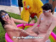 Frisby's chicken organizes fight between ALIX VLOGS and LARA ROSS to see who will fuck his fat cock 9/16