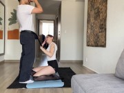 Cutie sucking cock while she does yoga 4/16
