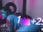 Tattooed Blue Slut With Huge Tits Gets Fucked Hard by Machine 2/16