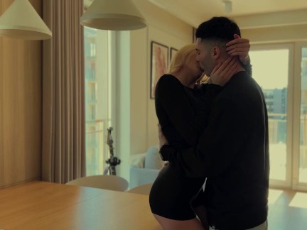 Beautiful blonde with big boobs fucks her lover.