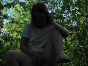 Schoolgirl Takes Classmate Into the Woods Shows Pussy and Tits Masturbates Publicly 6/16