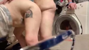 Stepsis walks in on stepbro in the bathroom and behinds sucking cock they prey mom don’t walk in