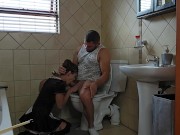 Petite slut sucking cock on toilet 15/16