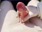 outside PHOTOSHOOT escalates 🌳😈 HANDJOB on the HIGH SEAT with CONDOM 12/16