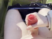 outside PHOTOSHOOT escalates 🌳😈 HANDJOB on the HIGH SEAT with CONDOM 15/16