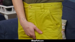 Horny Twink Boy Rubs His Uncut Cock & Spurts His Cum