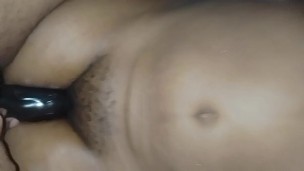 USING A HUGE BLACK DILDO TO FUCK ME MISSIONARY