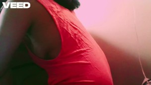 SEXY PEACH DRESS STRIPPER GIVES A BBC BLOWJOB SUCKING DEEPTHROAT AND SWALLOWING