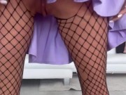 Monika Fox Posing In White Top, Purple Skirt And Showing Pussy And Ass 11/16