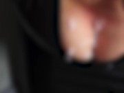 Blond Girl in Latex Dress gives Handjob in her Latex Gloves till Cum 15/16