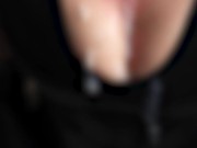 Blond Girl in Latex Dress gives Handjob in her Latex Gloves till Cum 16/16