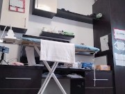 Amateur wife does housework naked, Latina hairy pussy, big ass. 16/16