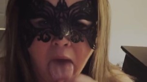 Cheating BBW slut MILF wife sucked husbands friends cock and drains the CUM from his balls