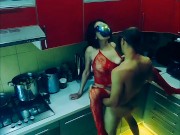Beautiful slender wife in erotic bodysuit fucked in the kitchen in all positions 10/16