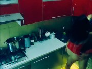 Beautiful slender wife in erotic bodysuit fucked in the kitchen in all positions 9/16