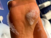 Goddess takes a bath in tan pantyhose and teases you with nylon feet 3/16